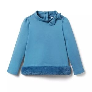 Janie and Jack Blue Fax Fur Trim Ponte Top Corduroy Pants Girls 12 Months Set